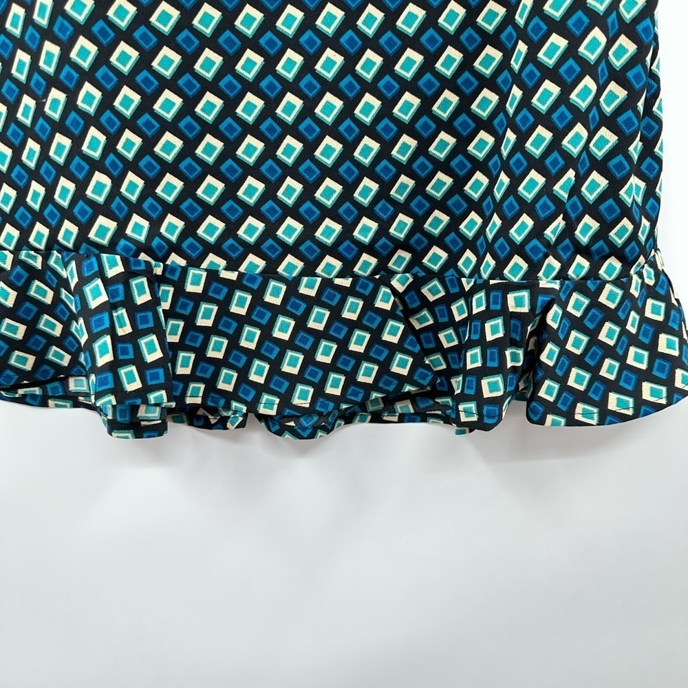 BAND OF THE FREE Colette teal diamond ruffled hem mini woman retro skirt NWT XS - Picture 4 of 11